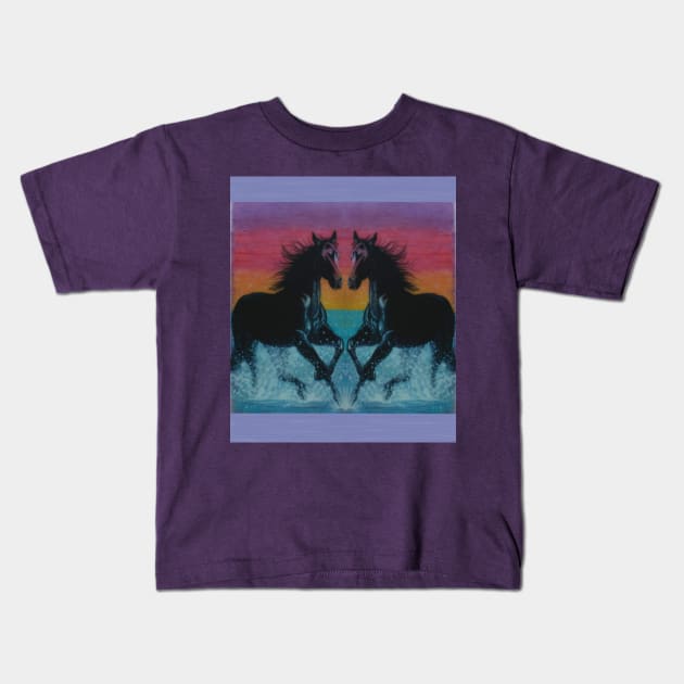 Sunset Stallion Kids T-Shirt by Seaprite